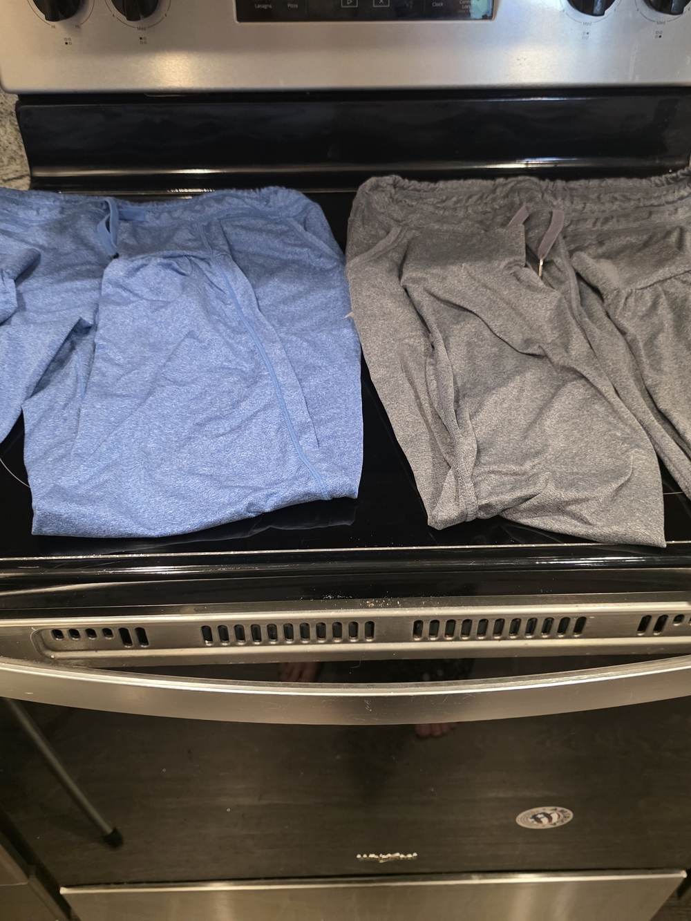 Woman's Athletic Knit Jogger Pants - Blue and Gray